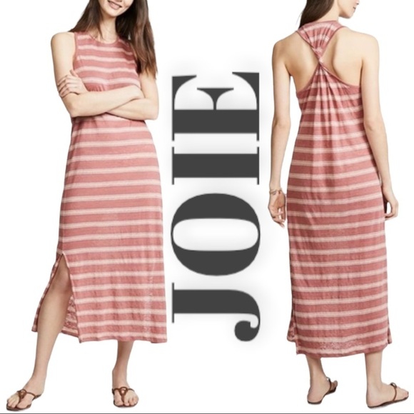 NWT JOIE Brellen 100% Linen Twist Back Midi Dress, Size XS - Picture 1 of 11